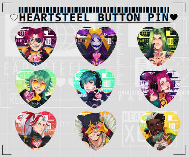 Heartsteel Button Pins